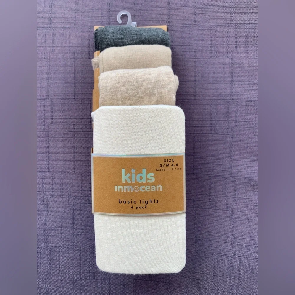 Kids Tights 4-Pack - Cream, Gray, Black